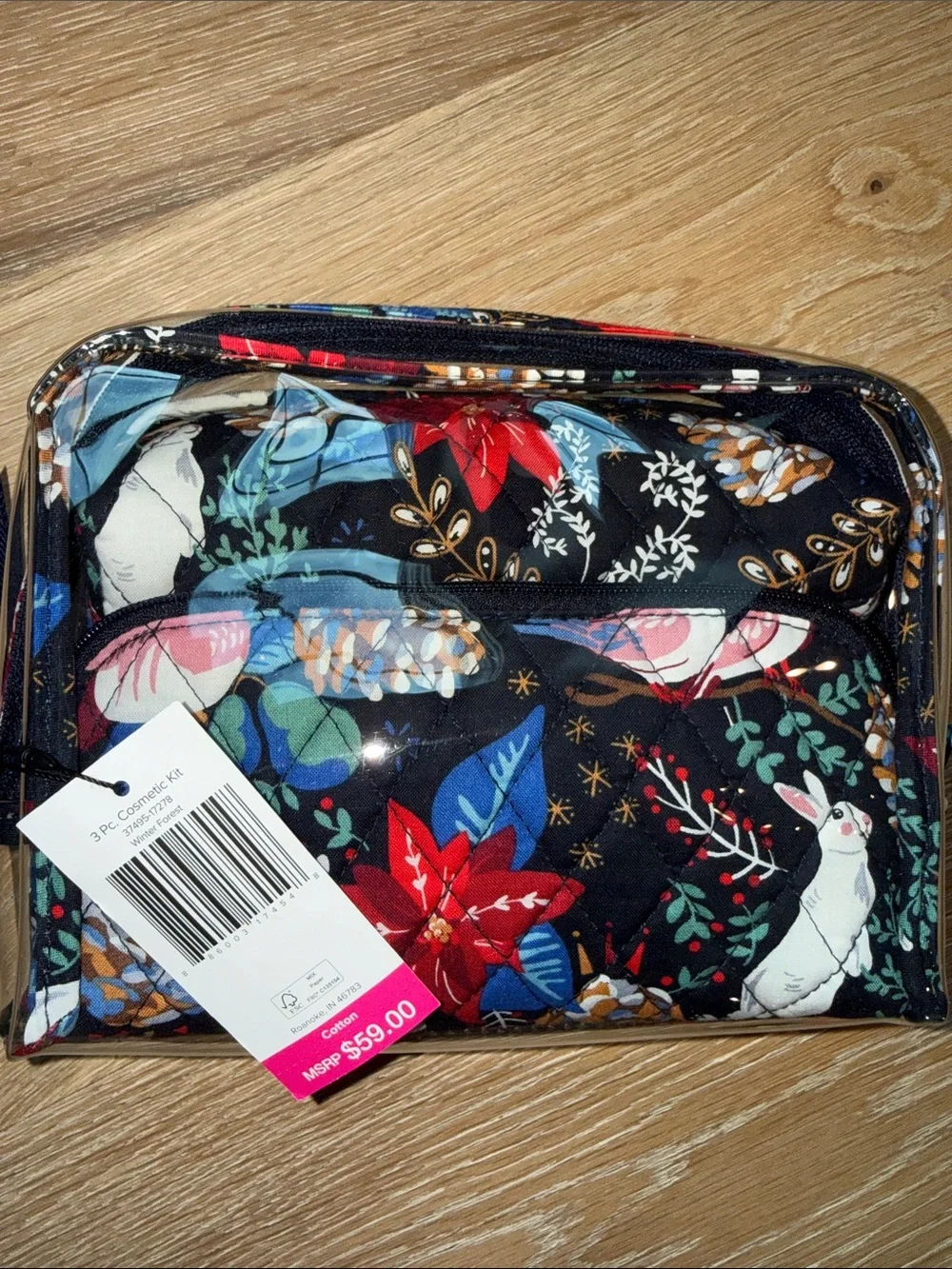 Vera Bradley 3 piece Cosmetic Kit Set Winter Forest